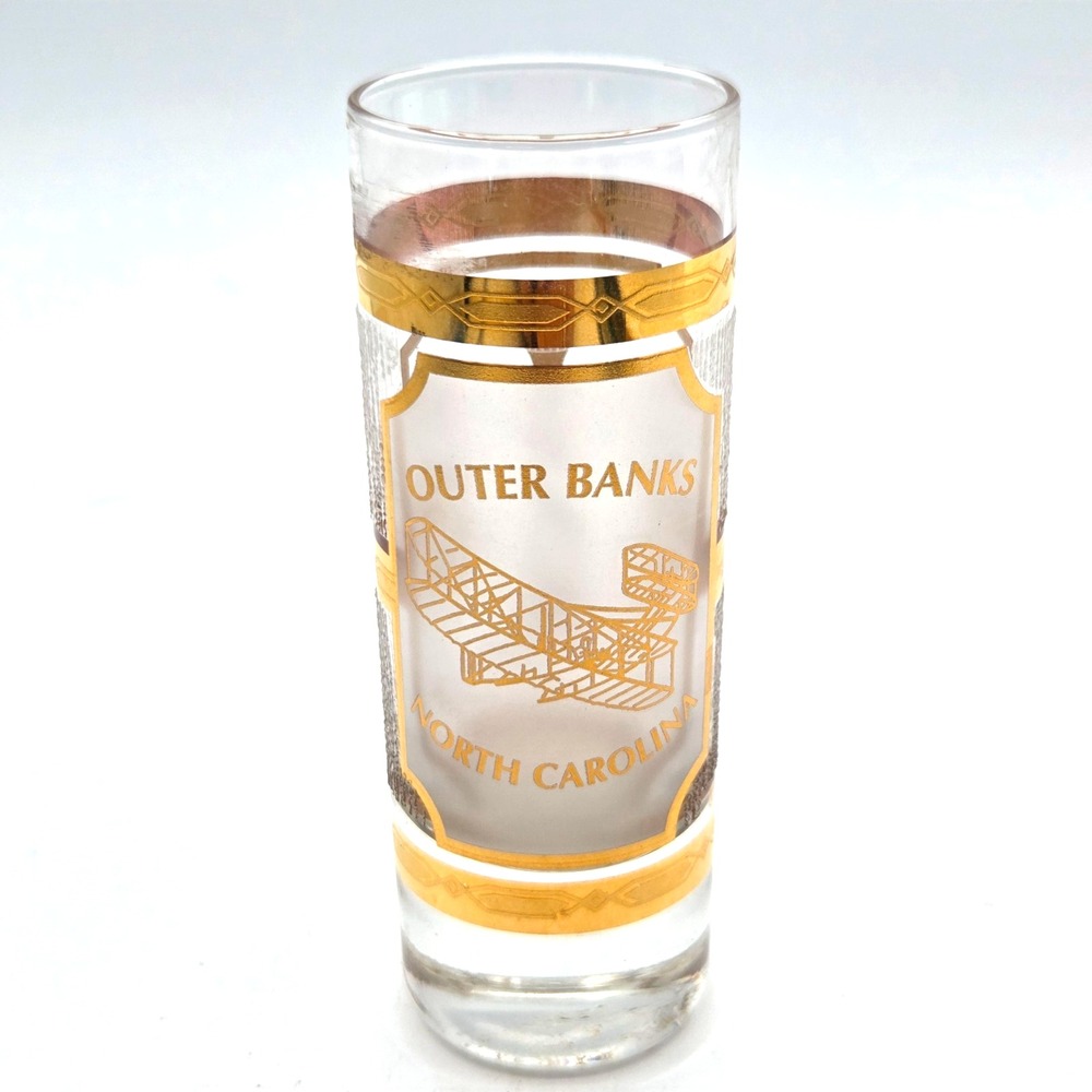 TALL Culver Clear Shot Glass Outter Banks Wright Brothers National Memorial 22K
